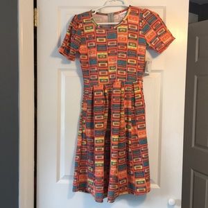 LuLaRoe Amelia dress size XS cassette print BNWT